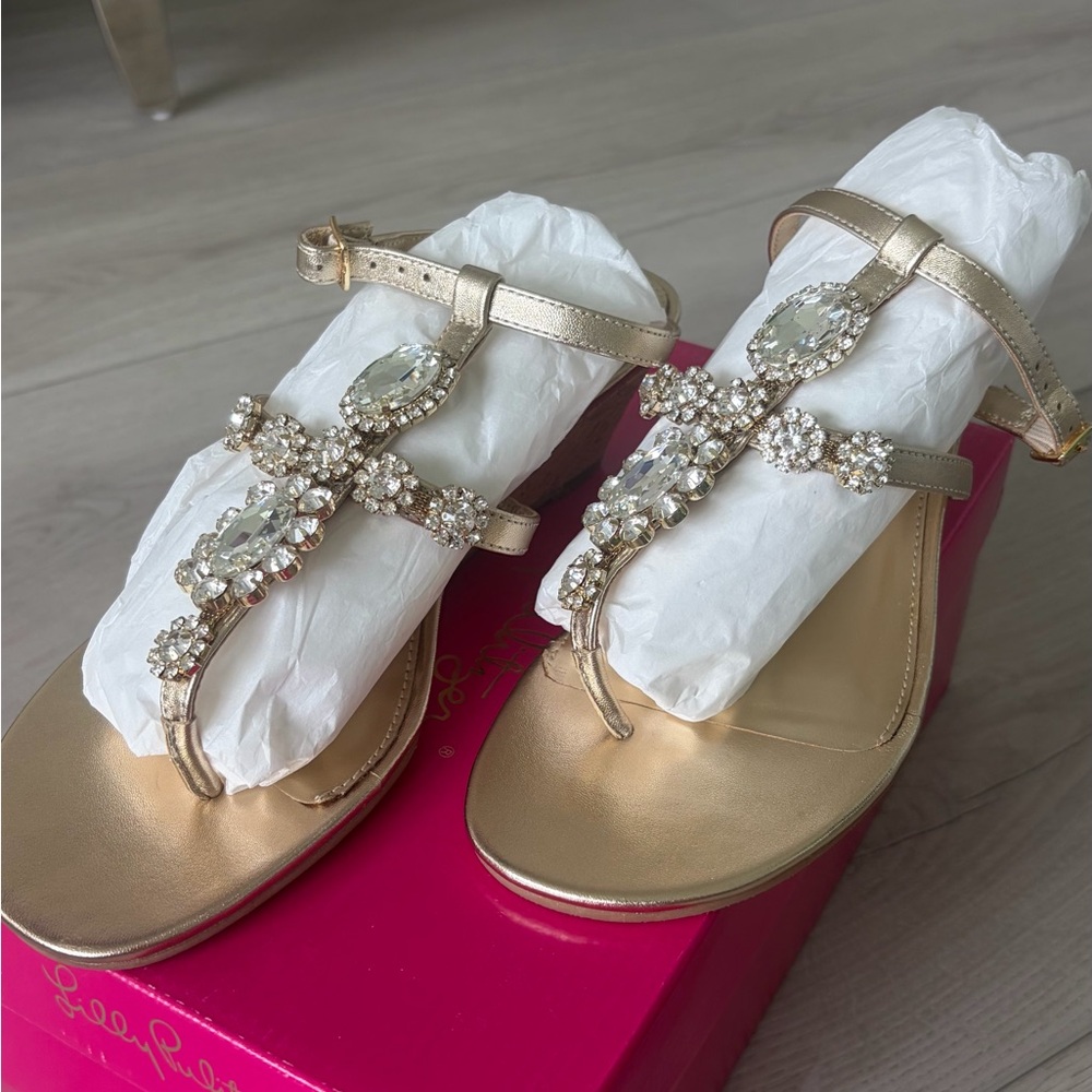 Lilly Pulitzer Gold Katelyn Sandal